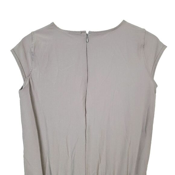 Albion Fit Jumpsuit XS Beige Stretch Cap Sleeve Cinch Waist Ankle‎ Zip One Piece - Picture 4 of 8